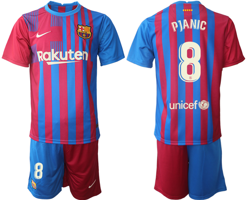 Cheap Men 2021-2022 Club Barcelona home red 8 Nike Soccer Jerseys